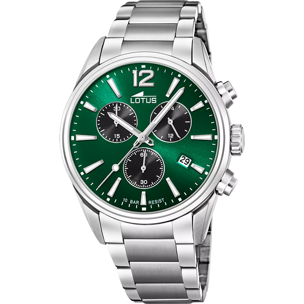 LOTUS - OROLOGIO CHRONO 18690/4 VERDE CINGHIA ACCIAIO INOSSIDABILE 316L