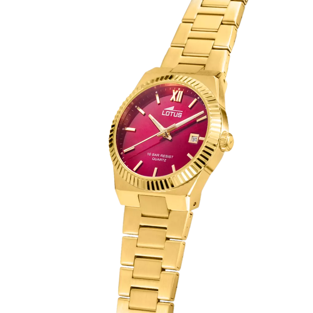 Lotus Orologio Acciaio Gold Solo Tempo Quadrante Bordeaux SKU LOT188402