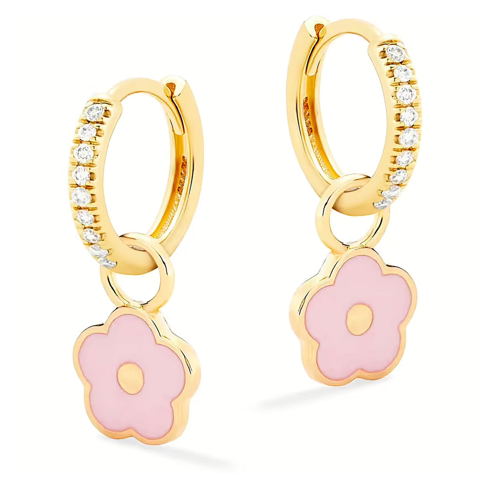 Orecchini Nanan a cerchio con fiore rosa e zirconi NAN0479