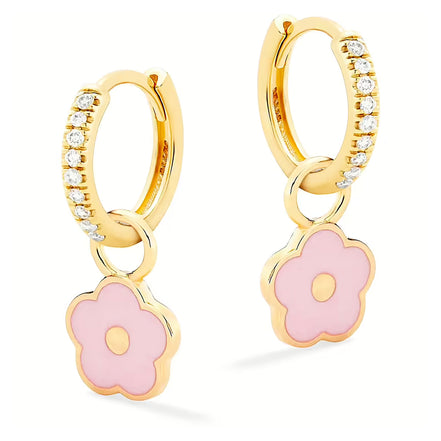 Orecchini Nanan a cerchio con fiore rosa e zirconi NAN0479