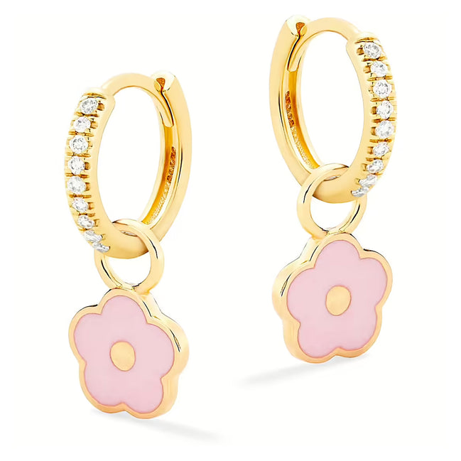Orecchini Nanan a cerchio con fiore rosa e zirconi NAN0479
