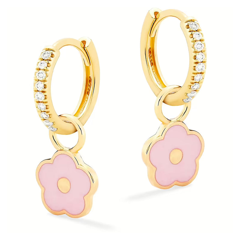 Orecchini Nanan a cerchio con fiore rosa e zirconi NAN0479