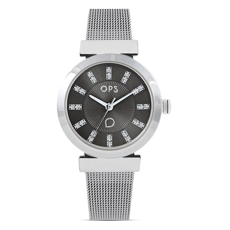 Orologio Donna Ops-Objects Acciaio Nero Zirconi Quarzo Solo Tempo