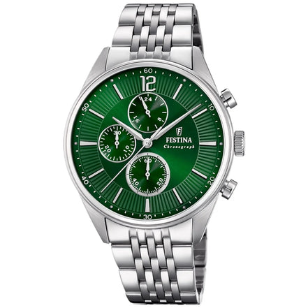 OROLOGIO FESTINA F20285/8 VERDE CON CINTURINO IN ACCIAIO, UOMO