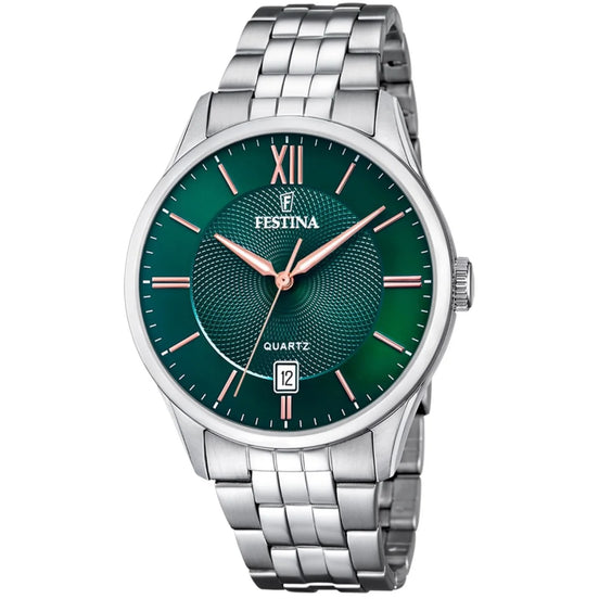 OROLOGIO FESTINA F20425/7 VERDE CON CINTURINO IN ACCIAIO, UOMO