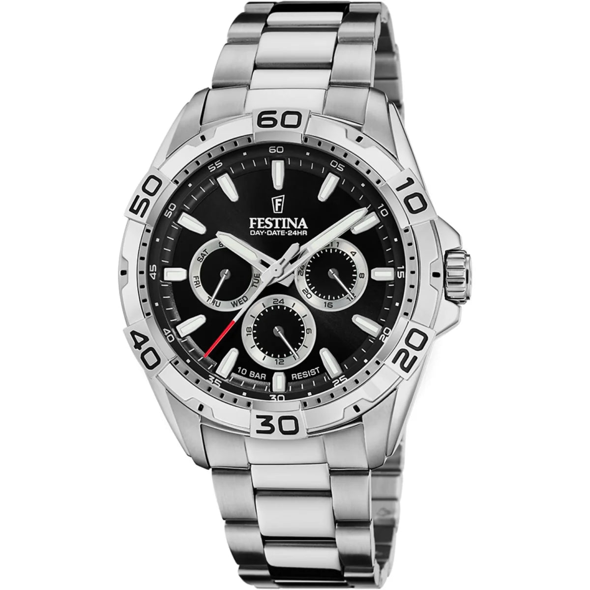 OROLOGIO FESTINA F20623/4 NERO CINGHIA ACCIAIO INOSSIDABILE 316L, UOMO
