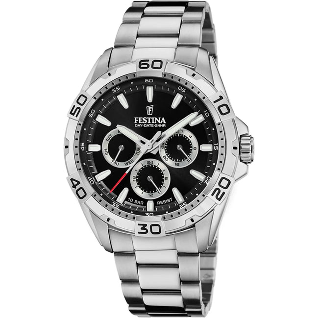 OROLOGIO FESTINA F20623/4 NERO CINGHIA ACCIAIO INOSSIDABILE 316L, UOMO