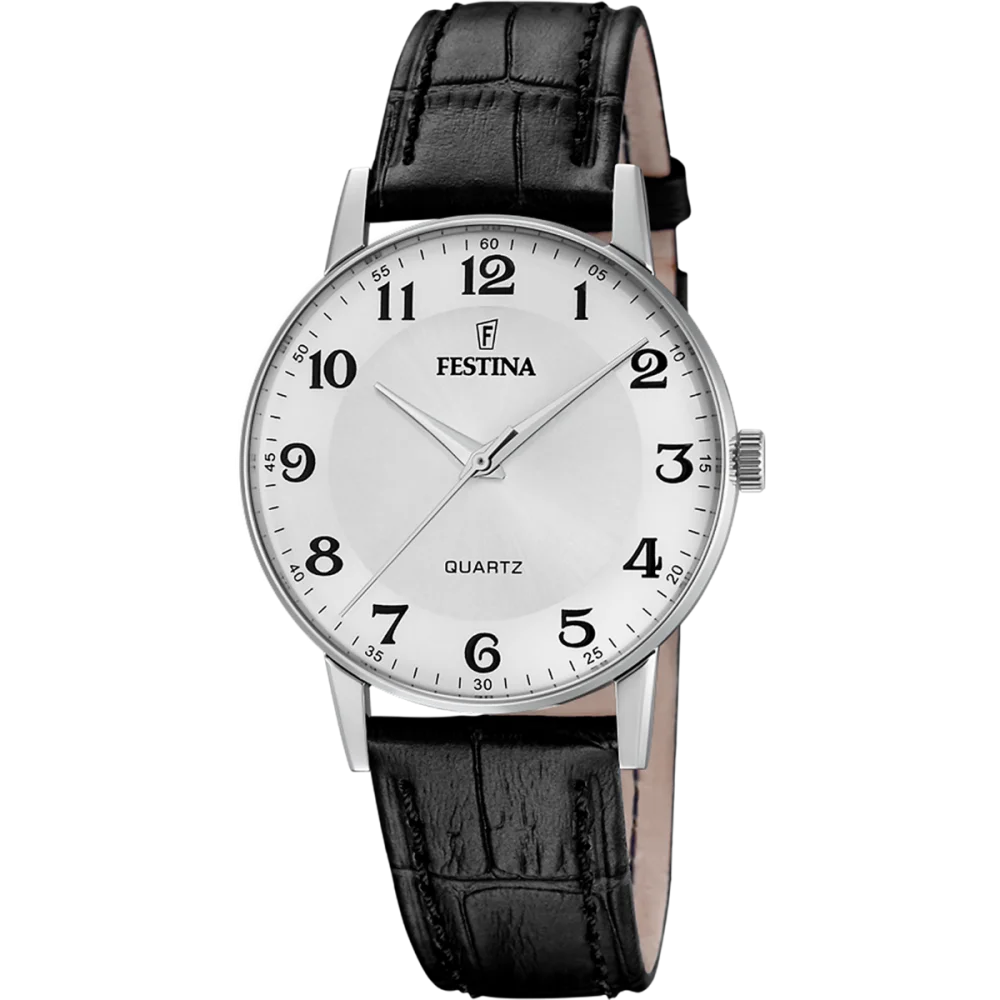 Festina Orologio Solo Tempo Acciaio Pelle Nero f16477/1