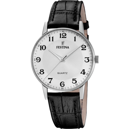 Festina Orologio Solo Tempo Acciaio Pelle Nero f16477/1