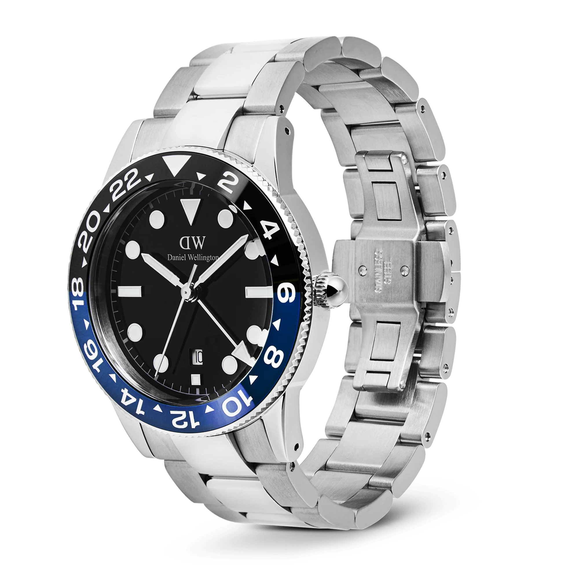 Daniel Wellington - Iconic GMT Link Black Blue Ceramic Bezel Silver