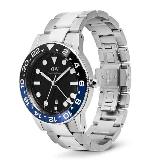 Daniel Wellington - Iconic GMT Link Black Blue Ceramic Bezel Silver
