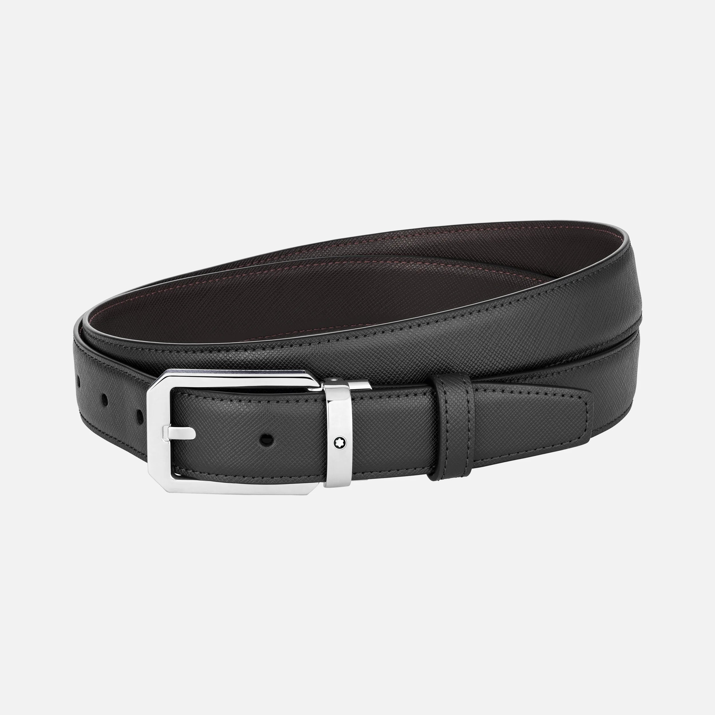 Montblanc - Cintura reversibile in pelle nera/marrone 30 mm
