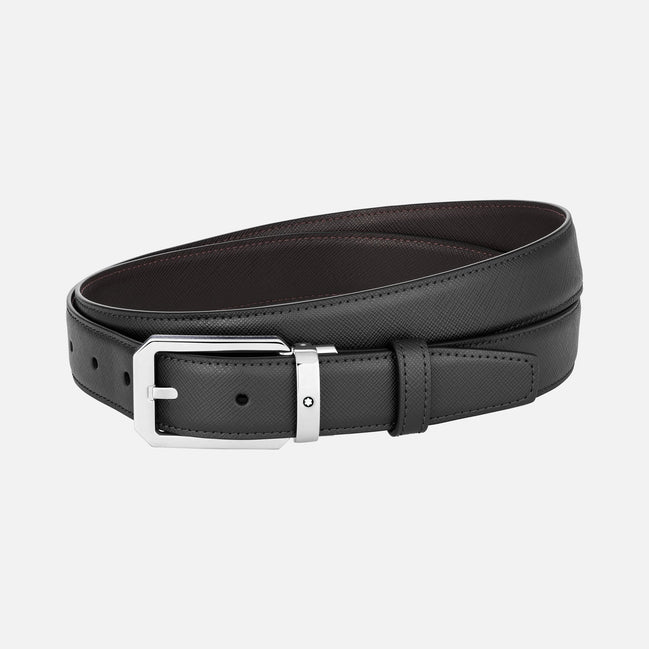 Montblanc - Cintura reversibile in pelle nera/marrone 30 mm