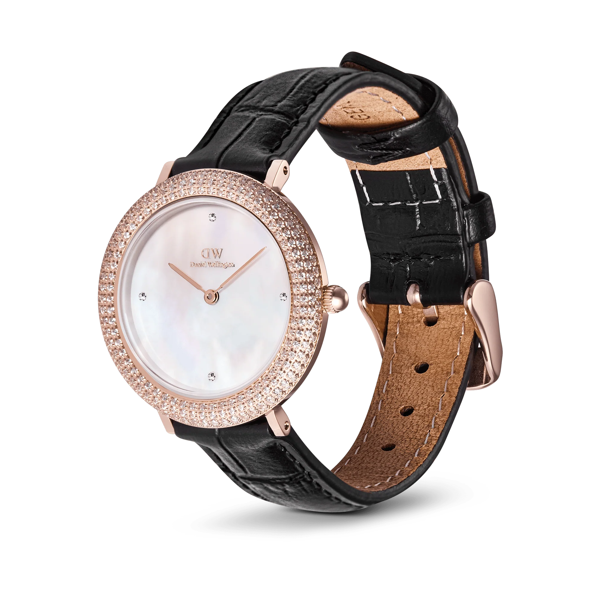 Daniel Wellington - Crystalline Bezel Black Croc Rose Gold