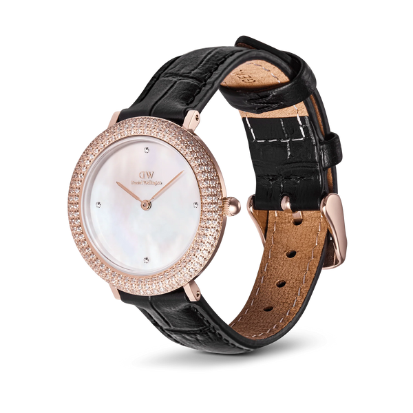 Daniel Wellington - Crystalline Bezel Black Croc Rose Gold