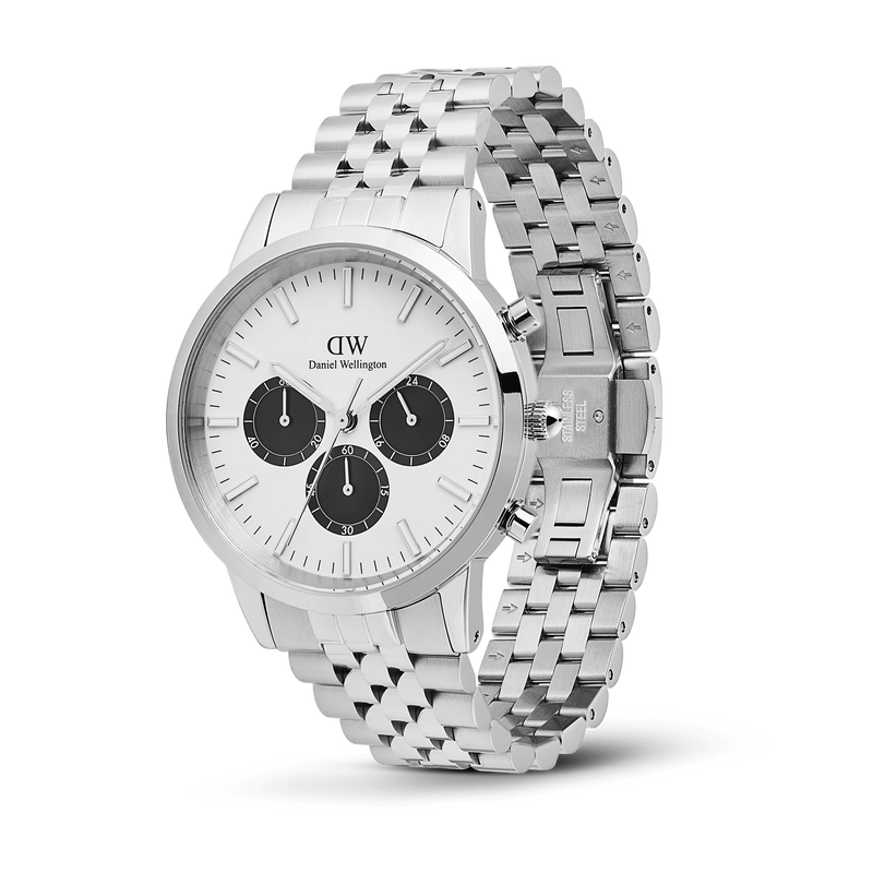 Daniel Wellington - Iconic Chronograph Arch 5-Link Off- White Panda Silver