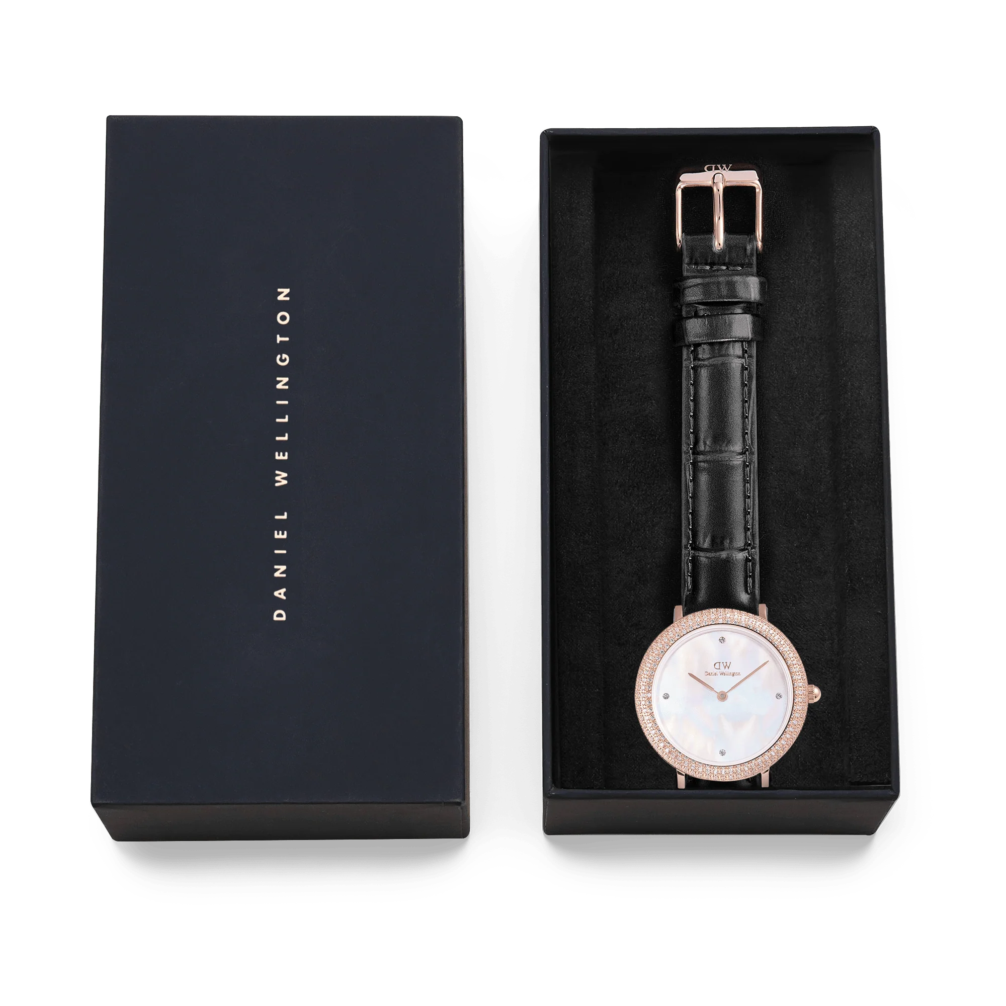 Daniel Wellington - Crystalline Bezel Black Croc Rose Gold