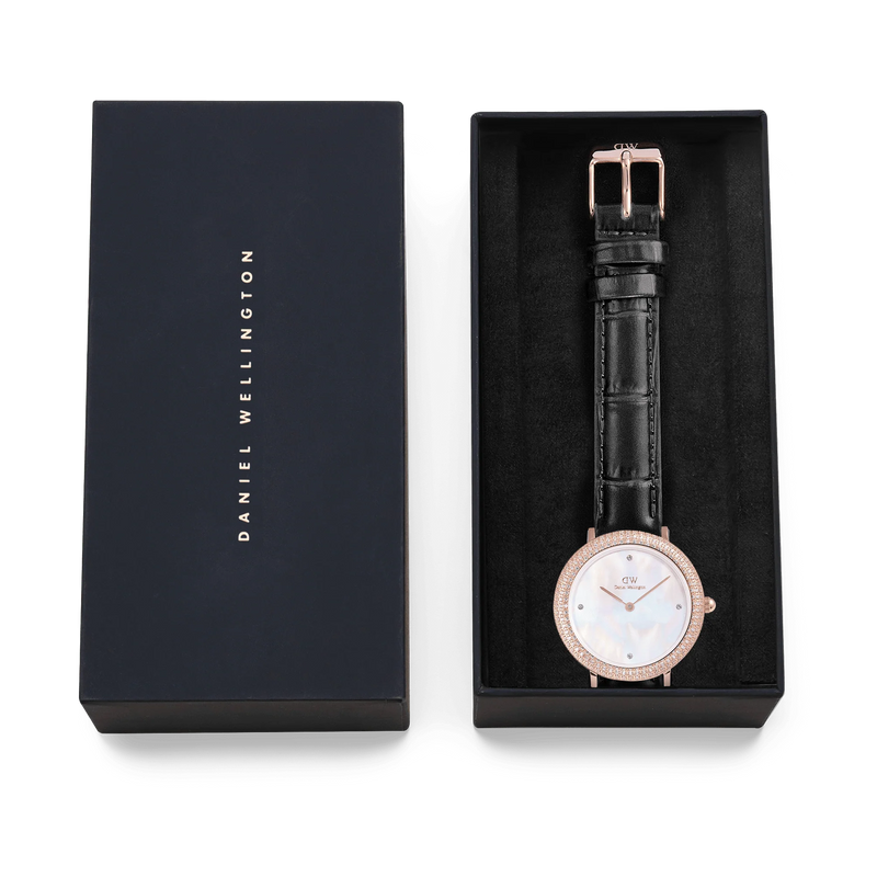 Daniel Wellington - Crystalline Bezel Black Croc Rose Gold