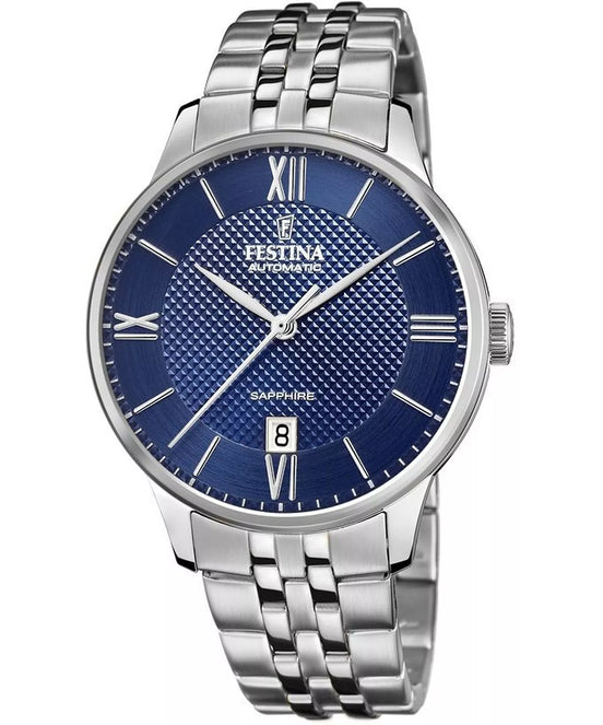 OROLOGIO FESTINA AUTOMATIC F20482/2 AZZURO BRACCIALE IN ACIAIO, UOMO