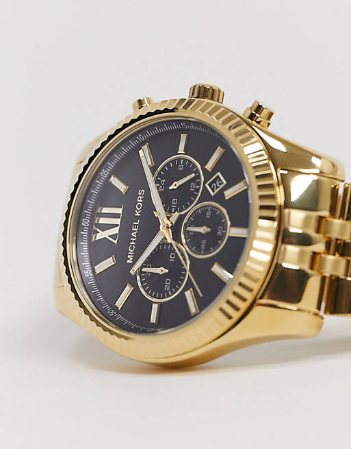 Michael Kors Lexington orologio cronografo uomo nero/gold Mk8286