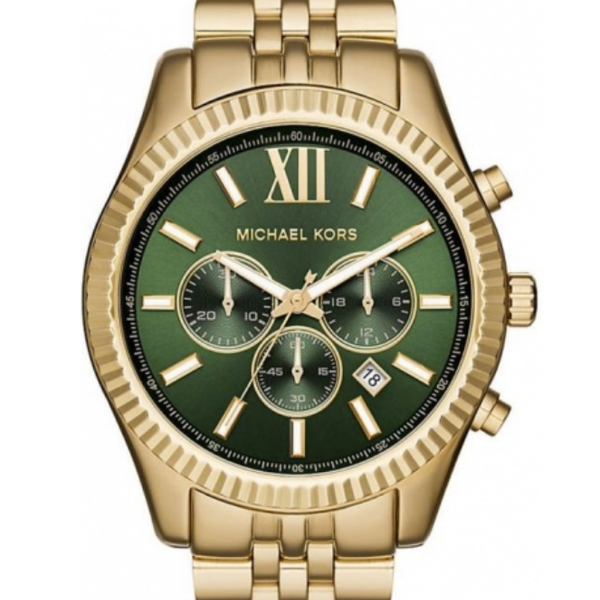 Michael Kors Lexington orologio cronografo uomo gold verde MK8446 Fico Gioielli