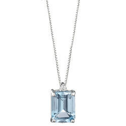 Collana Donna Kioto In Oro Bianco 9 Kt Diamanti 0.013Ct G SI+ Topazio Azzurro Taglio Diamante: Brillante Carati Totali: 0.013 Purezza: SI Colore: G Taglio Topazio: QUADRATA