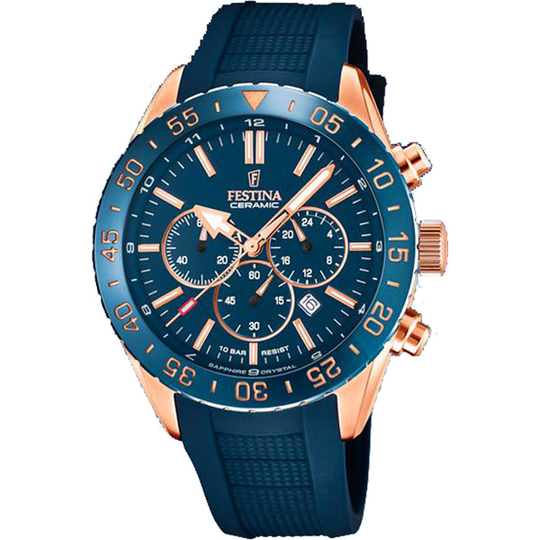 Festina Ceramic orologio cronografo uomo blu/golden F20516/1