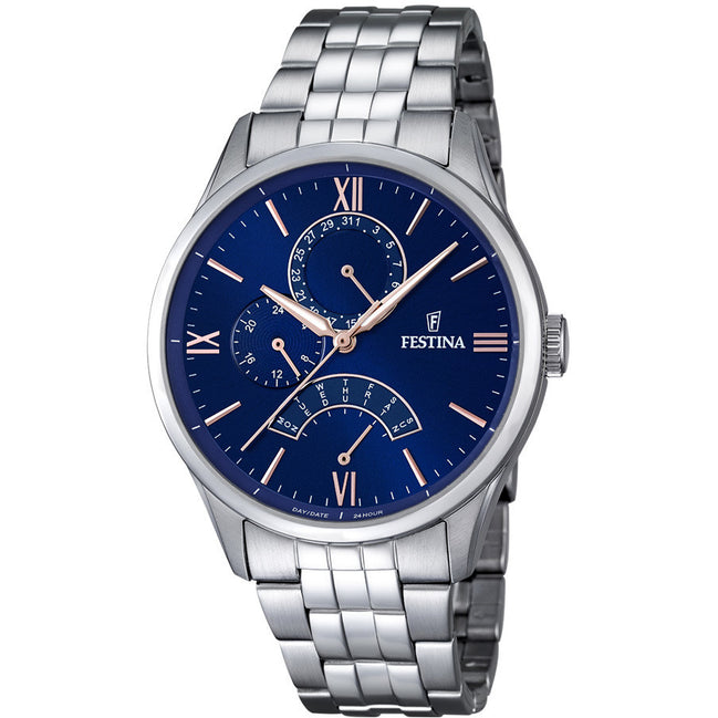 Festina Retro orologio multifunzione uomo acciaio/blu F16822/3