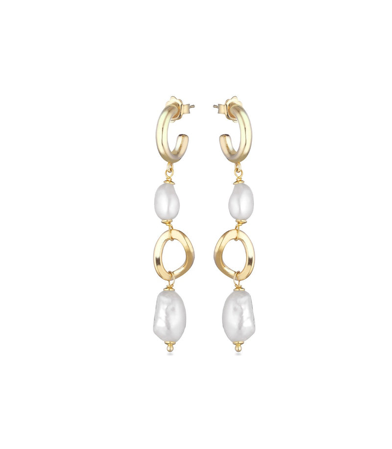 Orecchini Lelune Glamour - Pendenti con Perle ed Elementi in Argento Giallo 925% LGEA343