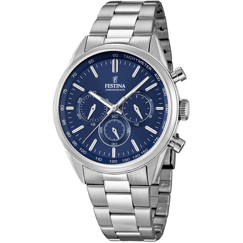 Festina Chrono Sport azzurro bracciale in acciaio uomo F20463/2