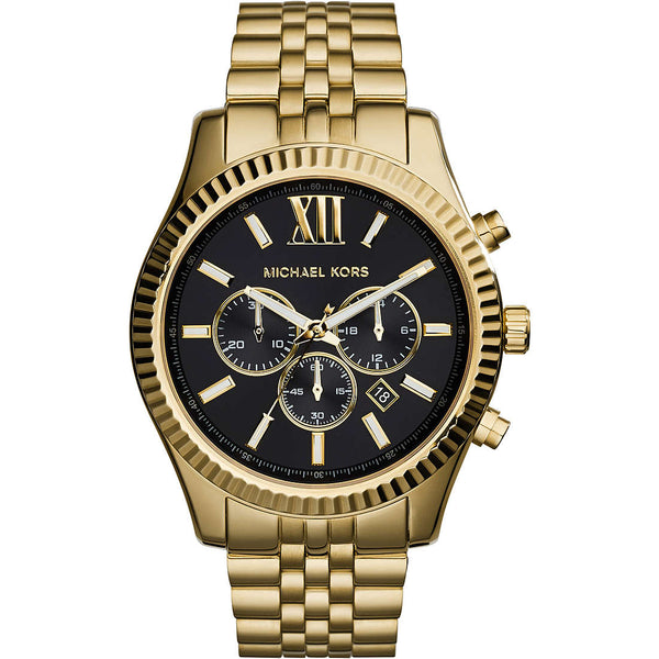Michael Kors Lexington orologio cronografo uomo nero/gold Mk8286