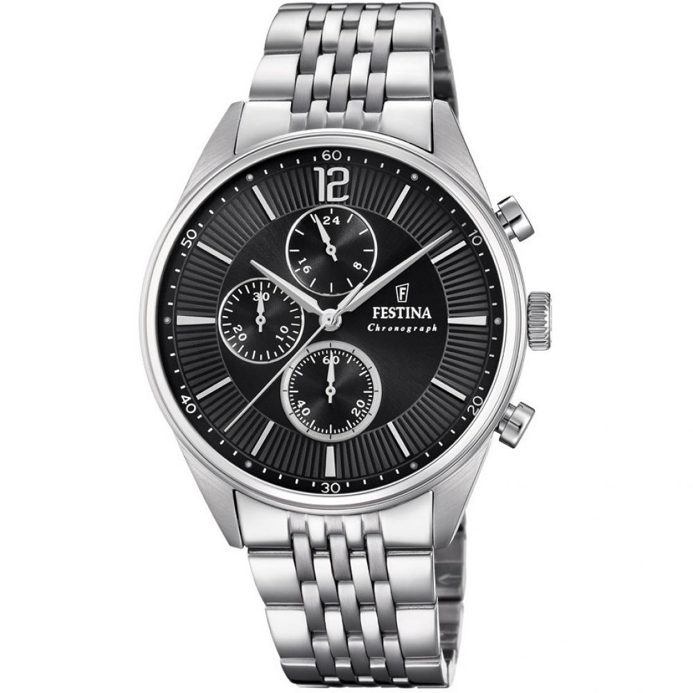 Festina Timeless Chronograph orologio uomo silver/nero F20285/4