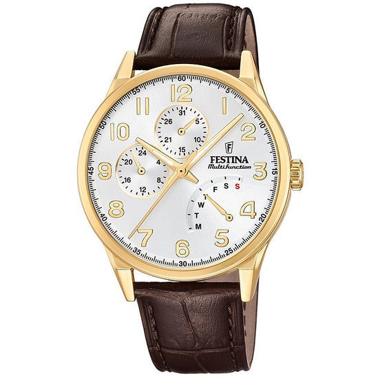 Festina Multifuncion orologio uomo bianco/marrone pelle F20279/A