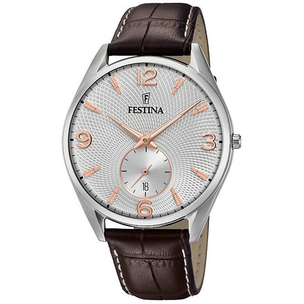 Festina Retro orologio uomo pelle bianco/marrone F6857/7