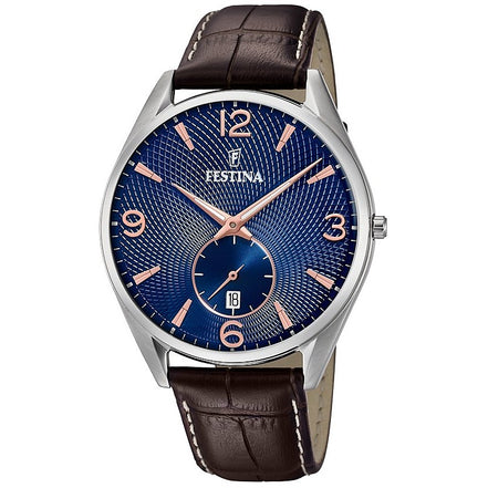 Festina Retro orologio blu pelle uomo F6857/8