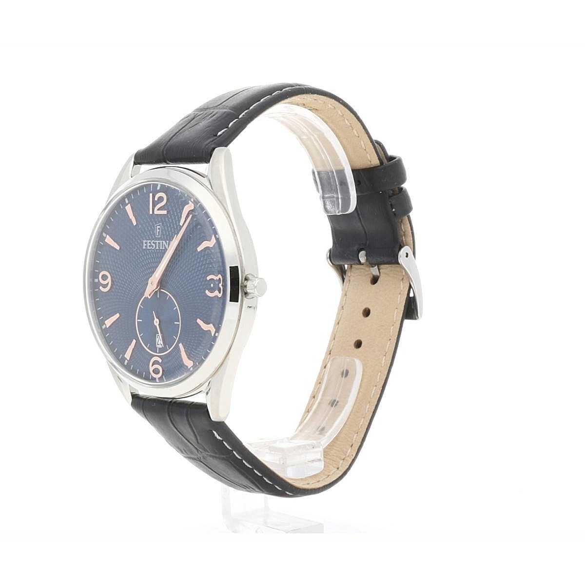 Festina Retro orologio blu pelle uomo F6857/8